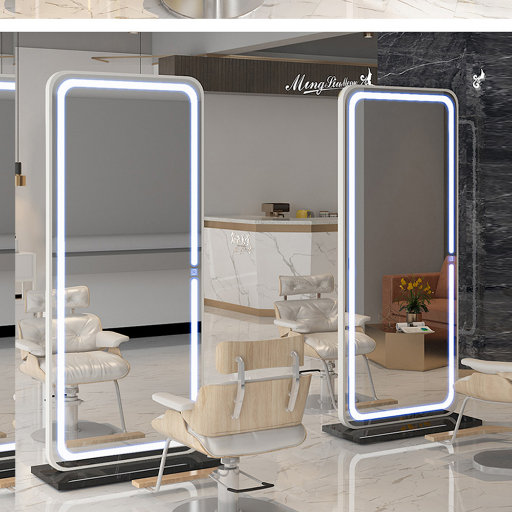Bilik Persalinan Cermin Bingkai Aluminium Badan Penuh Diterajui Cermin Badan Penuh Di Dalam Bilik Tidur Dengan Cermin Berdiri Bercahaya Bercahaya LED