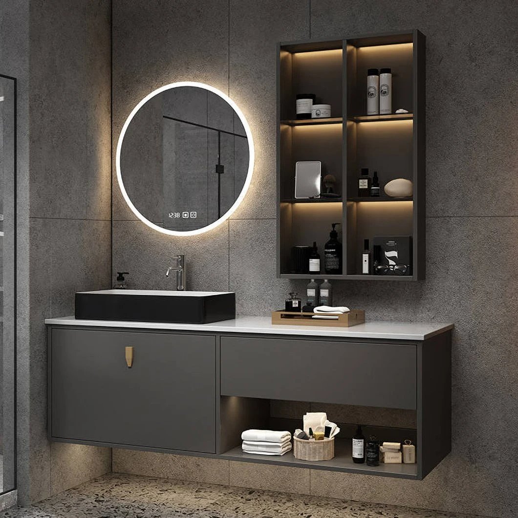 Kilang Hot Seller Marmar Countertop Bilik Mandi Almari Almari Kabinet Putih Moden Double Wall Mounted Basin