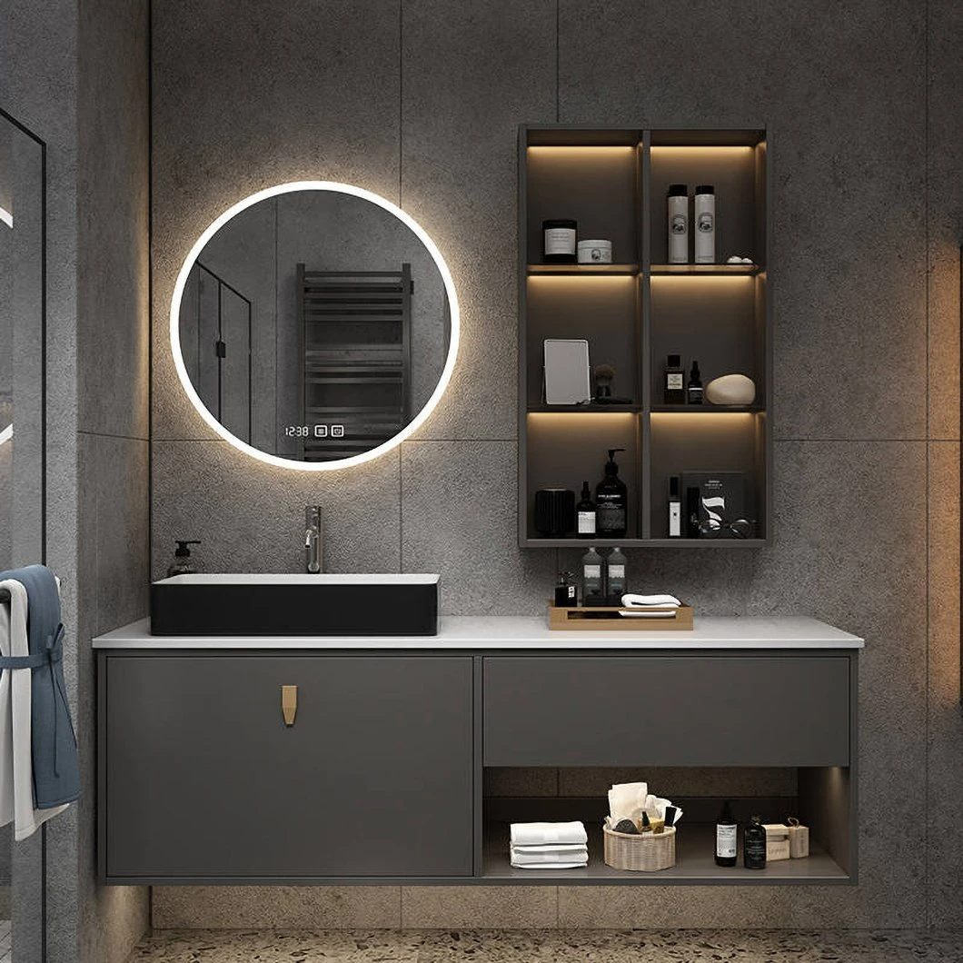 Kilang Hot Seller Marmar Countertop Bilik Mandi Almari Almari Kabinet Putih Moden Double Wall Mounted Basin