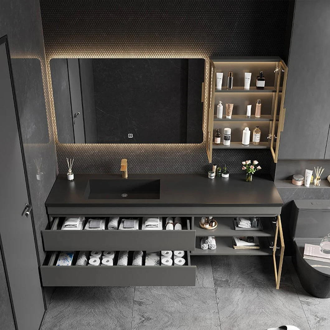 Kilang Menjual Kabinet Bilik Mandi Gantung Set Vanity Bilik Mandi Terapung Kabinet Bilik Mandi Kayu Kesombongan Kalis Air