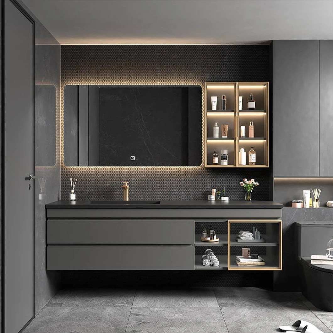 Kilang Menjual Kabinet Bilik Mandi Gantung Set Vanity Bilik Mandi Terapung Kabinet Bilik Mandi Kayu Kesombongan Kalis Air