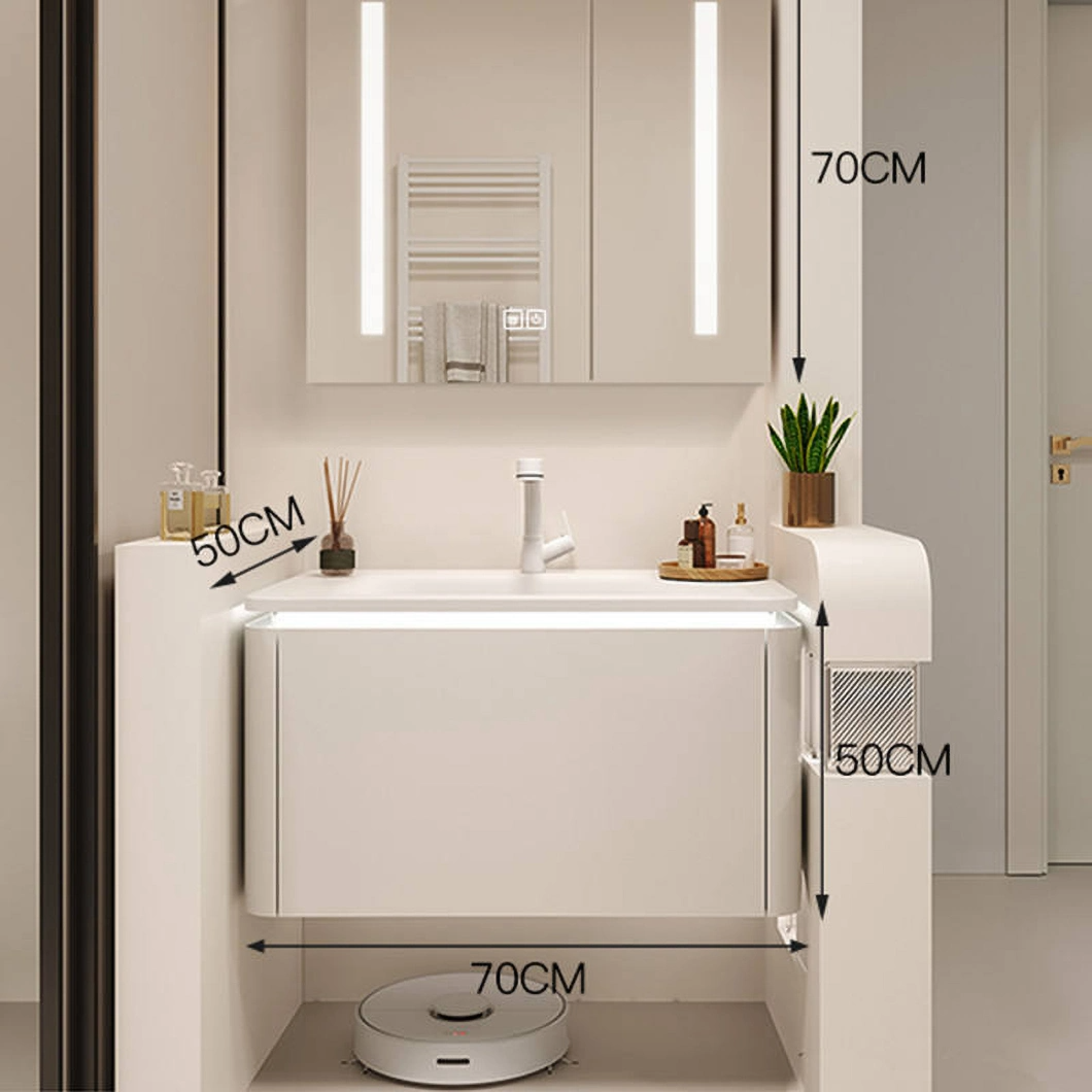 Kabinet Terapung Mewah Dipasang di Dinding Bilik Mandi Vanity Hotel Moden Marmar Single Sink Kabinet Bilik Mandi