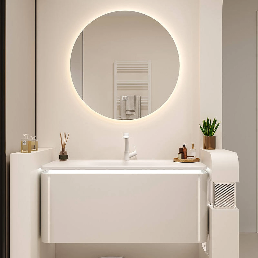 Kabinet Terapung Mewah Dipasang di Dinding Bilik Mandi Vanity Hotel Moden Marmar Single Sink Kabinet Bilik Mandi