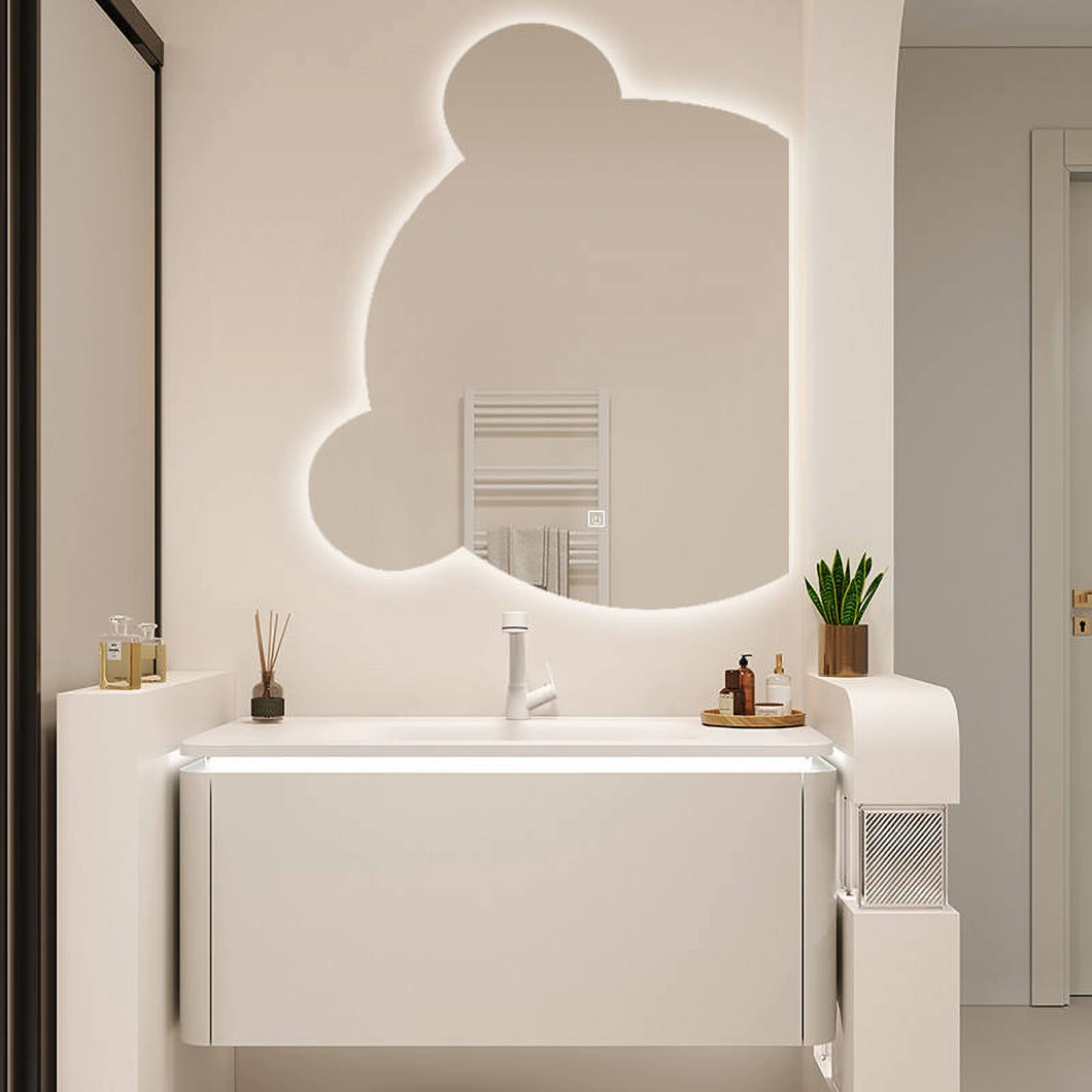 Kabinet Terapung Mewah Dipasang di Dinding Bilik Mandi Vanity Hotel Moden Marmar Single Sink Kabinet Bilik Mandi