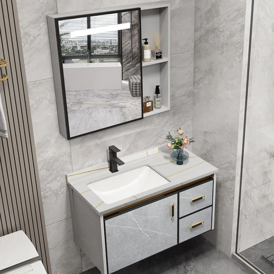 Kabinet Penyimpanan Kalis Air Sudut Moden Bilik Mandi Vanity Kayu Pejal Kabinet Bilik Mandi Kecil Mini