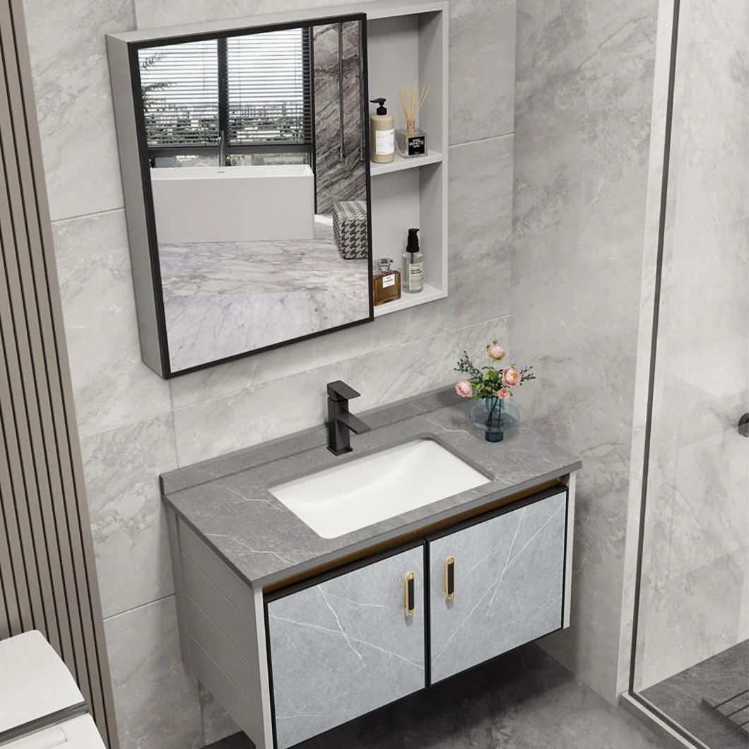Kabinet Penyimpanan Kalis Air Sudut Moden Bilik Mandi Vanity Kayu Pejal Kabinet Bilik Mandi Kecil Mini