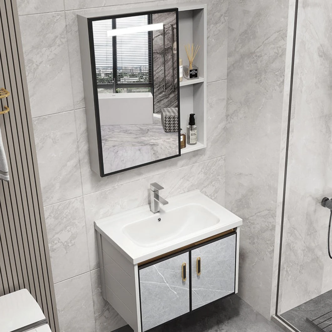 Kabinet Penyimpanan Kalis Air Sudut Moden Bilik Mandi Vanity Kayu Pejal Kabinet Bilik Mandi Kecil Mini
