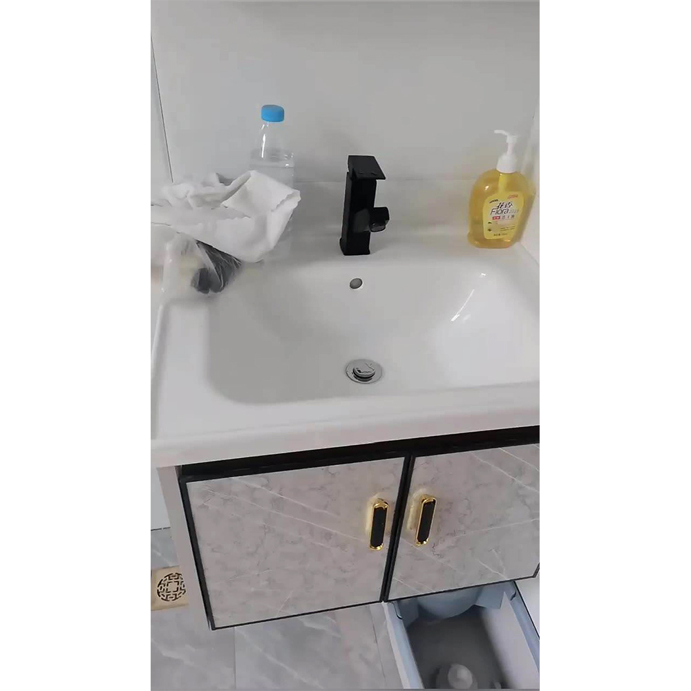 Kabinet Penyimpanan Kalis Air Sudut Moden Bilik Mandi Vanity Kayu Pejal Kabinet Bilik Mandi Kecil Mini