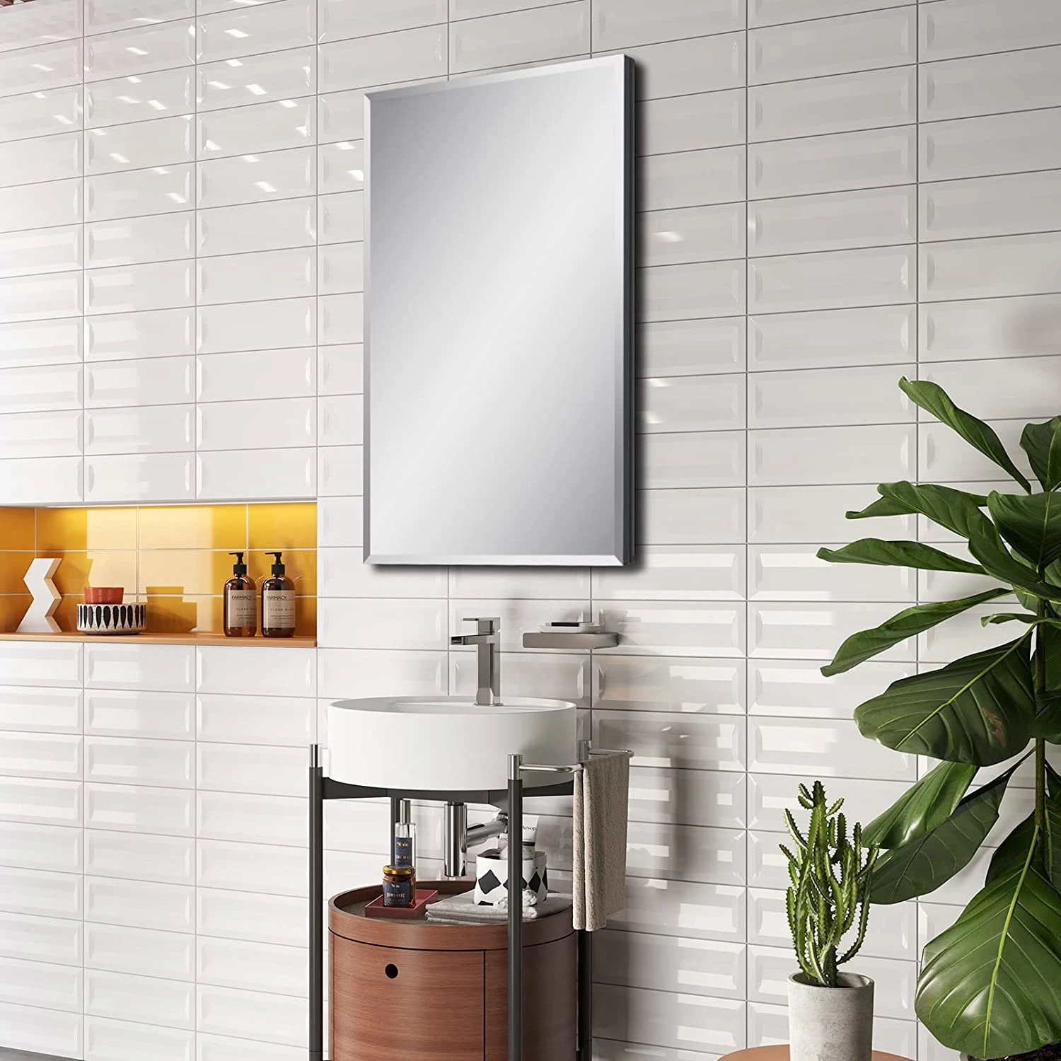 Kabinet Cermin 36 X 61 Cm Lekapan Tersembunyi atau Permukaan, Kabinet Dinding Bilik Mandi Aluminium Hitam dengan Cermin dan Para Boleh Laras