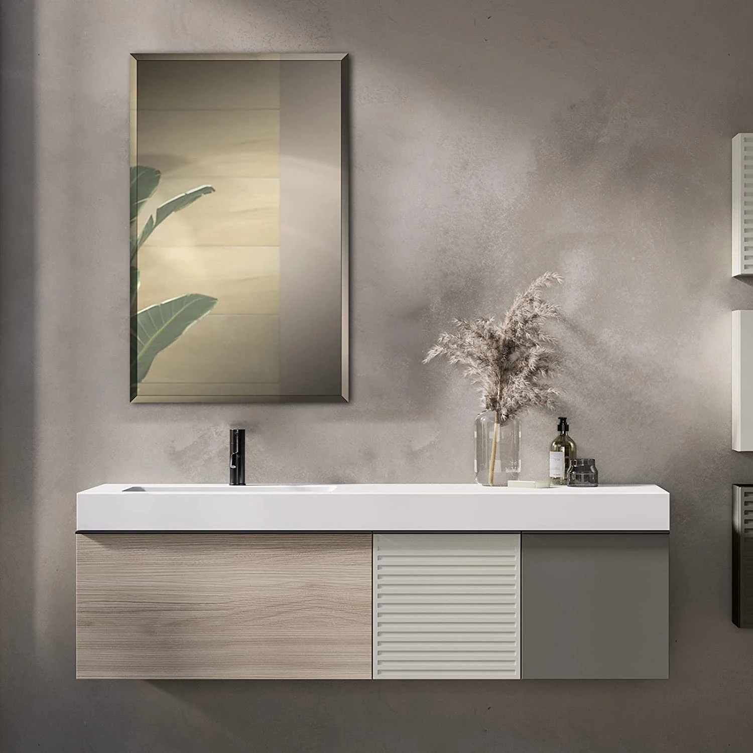 Kabinet Cermin 36 X 61 Cm Lekapan Tersembunyi atau Permukaan, Kabinet Dinding Bilik Mandi Aluminium Hitam dengan Cermin dan Para Boleh Laras