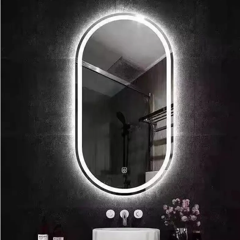 Tandas Bulatan Gerbang Cina Cermin LED Bulat Hiasan Dinding Besar Pelekat Panjang Penuh Dinding dalam Bilik Mandi dengan Cermin Solek Cahaya LED