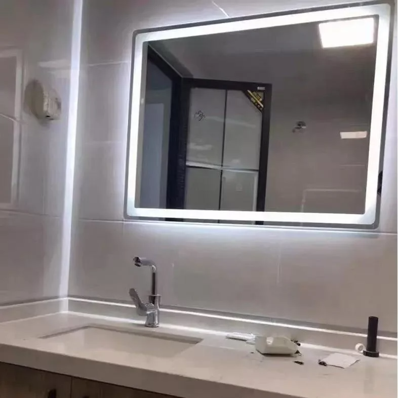 Tandas Bulatan Gerbang Cina Cermin LED Bulat Hiasan Dinding Besar Pelekat Panjang Penuh Dinding dalam Bilik Mandi dengan Cermin Solek Cahaya LED