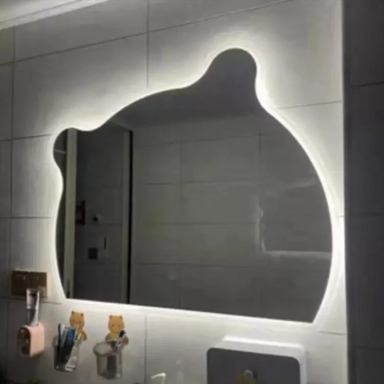 Tandas Bulatan Gerbang Cina Cermin LED Bulat Hiasan Dinding Besar Pelekat Panjang Penuh Dinding dalam Bilik Mandi dengan Cermin Solek Cahaya LED