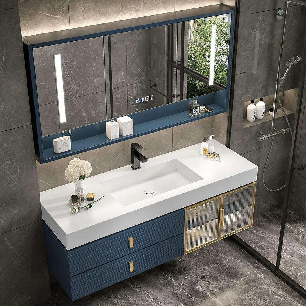 Mewah Double Sink Basin Melamin Bilik Mandi Kabinet Solek Pusat Rumah Set Kabinet Bilik Mandi Batu Batu