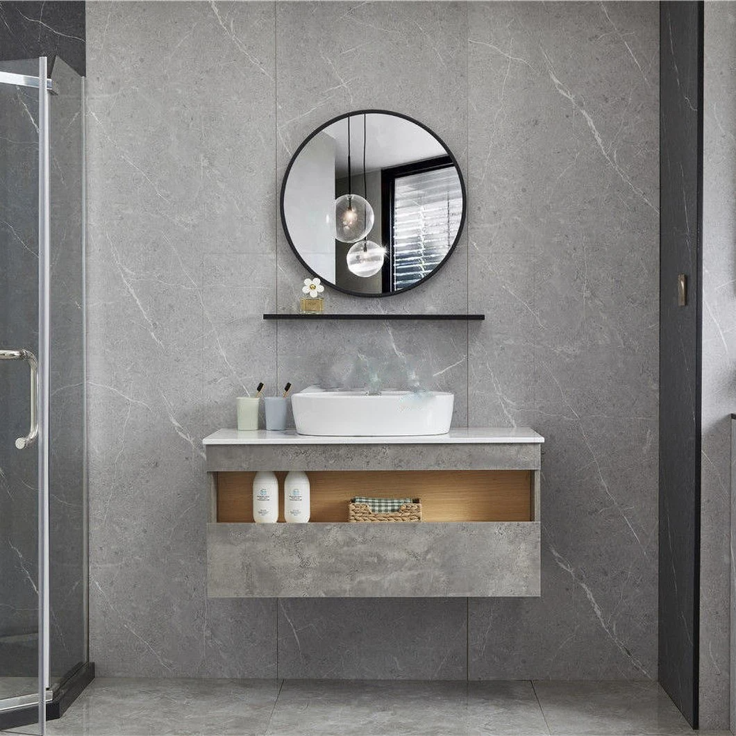 Bilik Lembangan Bersepadu Bersepadu Bamboo Round Navy Victorian One Vanities dengan Kabinet Sisi