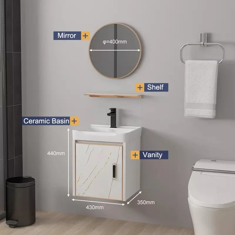 Cermin Moden Kalis Air Kabinet Pemasangan Aluminium Kabinet Kecil Set Solek Bilik Mandi dengan Sinki