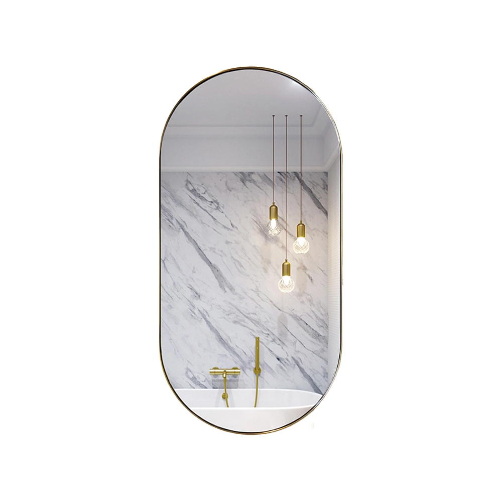 Fesyen Wall Mounted Metal Make up Cermin Bilik Mandi Mewah Cermin Cermin Panjang Penuh
