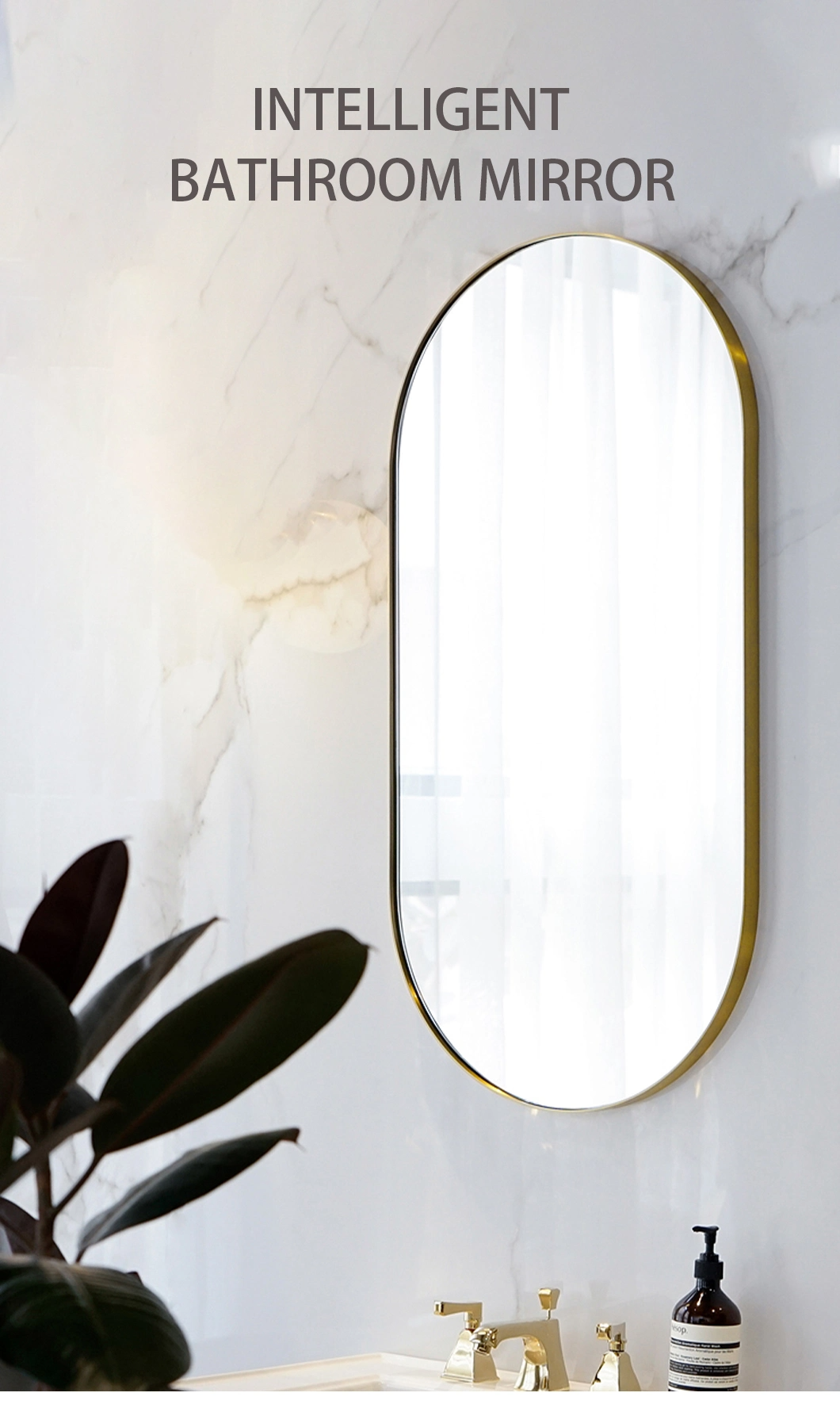 Fesyen Wall Mounted Metal Make up Cermin Bilik Mandi Mewah Cermin Cermin Panjang Penuh