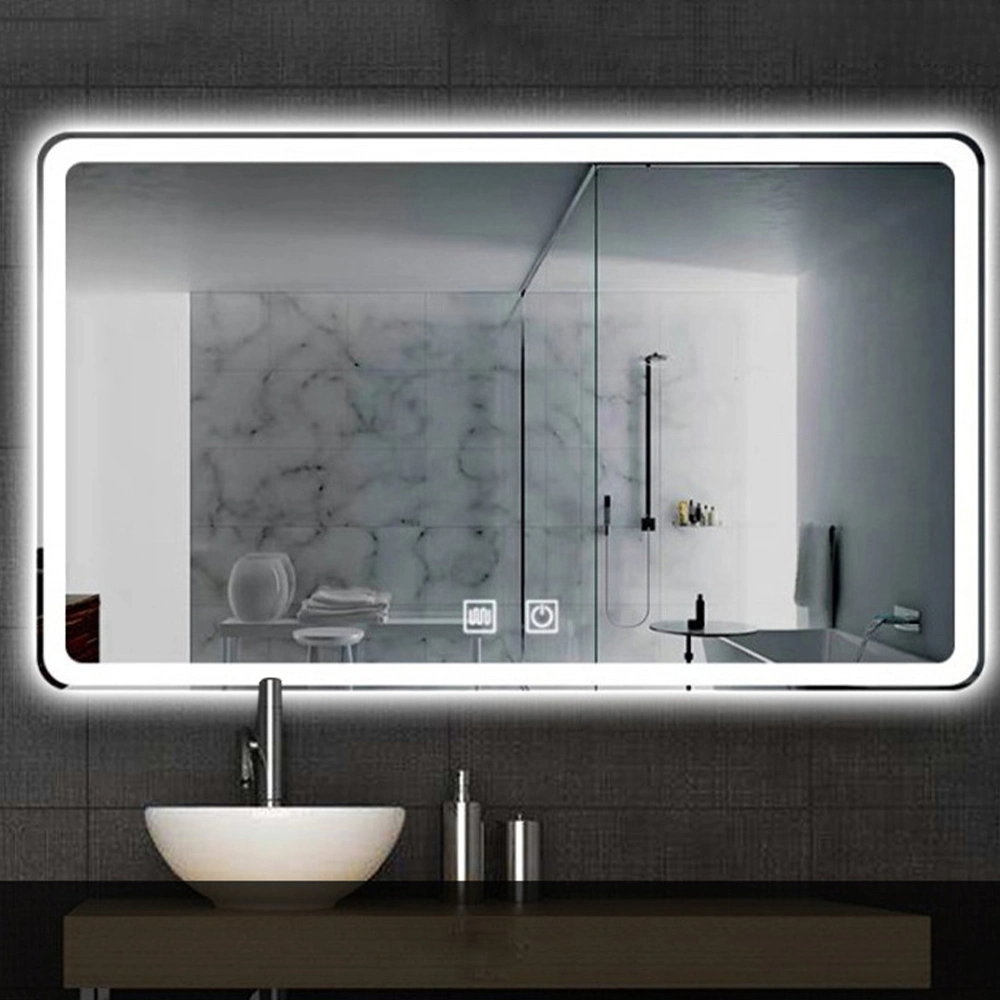 Sensor Sentuh Borong Kilang Hiasan Dinding Rumah Perabot Salun Dipasang di Dinding Mekap LED Cermin Bilik Mandi LED Rumah Pintar dengan Defogger dan Pembesar Suara Bluetooth
