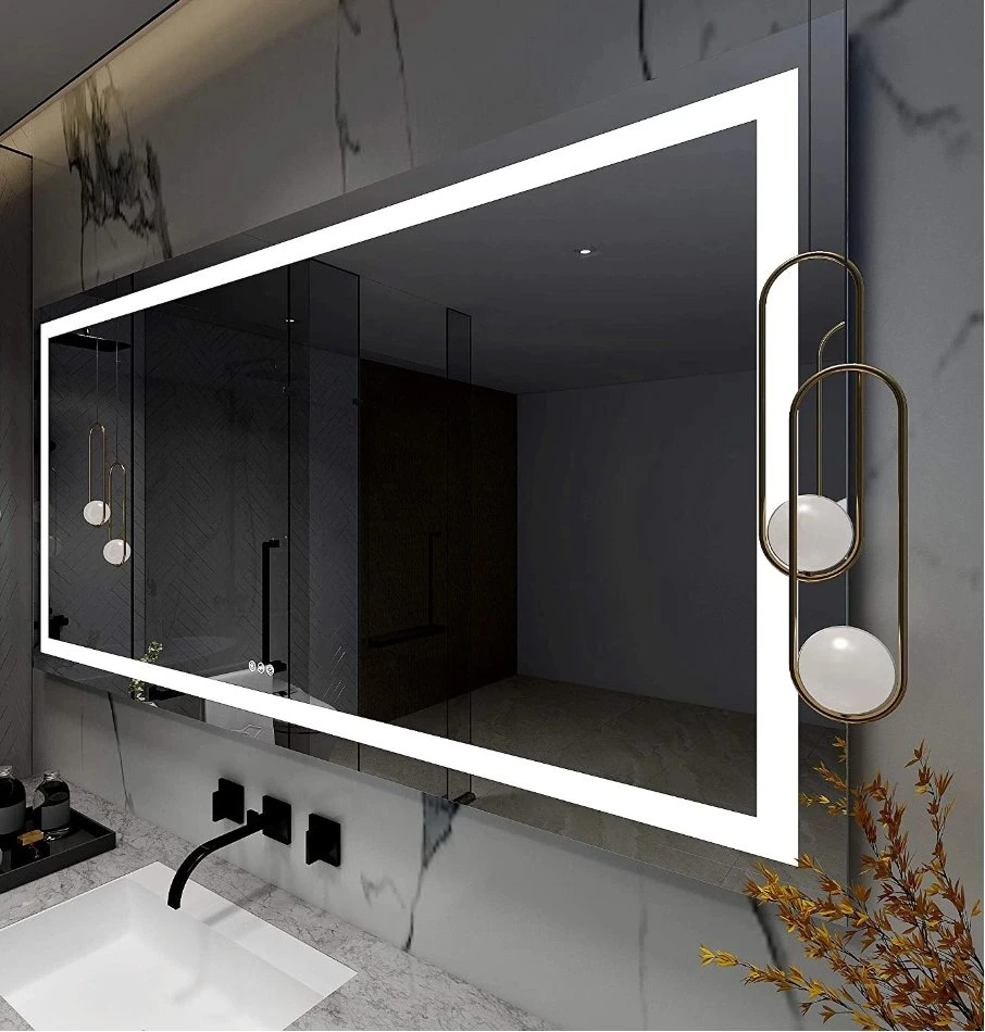 Sensor Sentuh Borong Kilang Hiasan Dinding Rumah Perabot Salun Dipasang di Dinding Mekap LED Cermin Bilik Mandi LED Rumah Pintar dengan Defogger dan Pembesar Suara Bluetooth