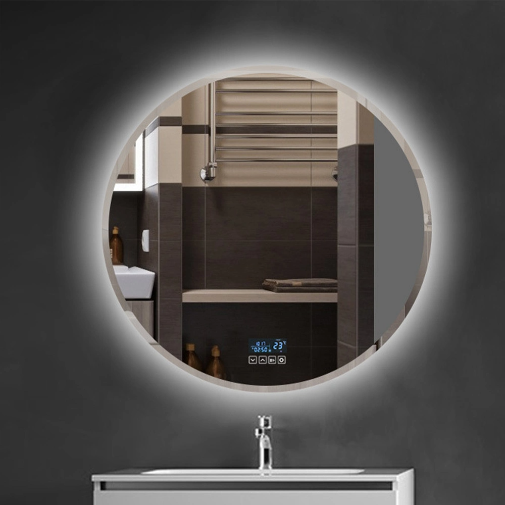 Cermin Bilik Mandi LED Bulat Bercahaya Anti Kabus Lampu LED Bilik Mandi Cermin Solek Solek Pintar, Sentuh Suis Boleh Dimalapkan Suhu Warna Cermin Bilik Mandi LED Bulat