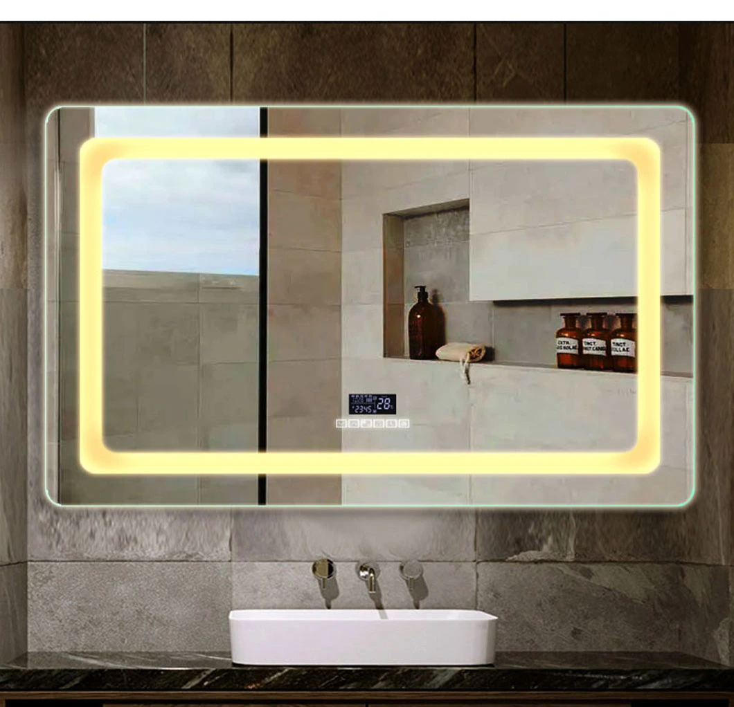 Kabinet Bilik Mandi dengan Mesin Basuh Solek Ledmirror Terapung Bahagian Atas Besen Berkembar Mangkuk Sinki Hitam dan Putih untuk Hotel