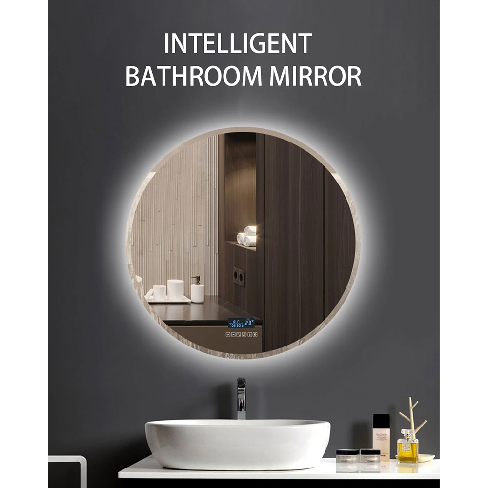 Cermin Pintar LED Cermin Melekap Dinding Hiasan Rumah Cermin Solek Bluetooth Aksesori Bilik Mandi Perabot Salun