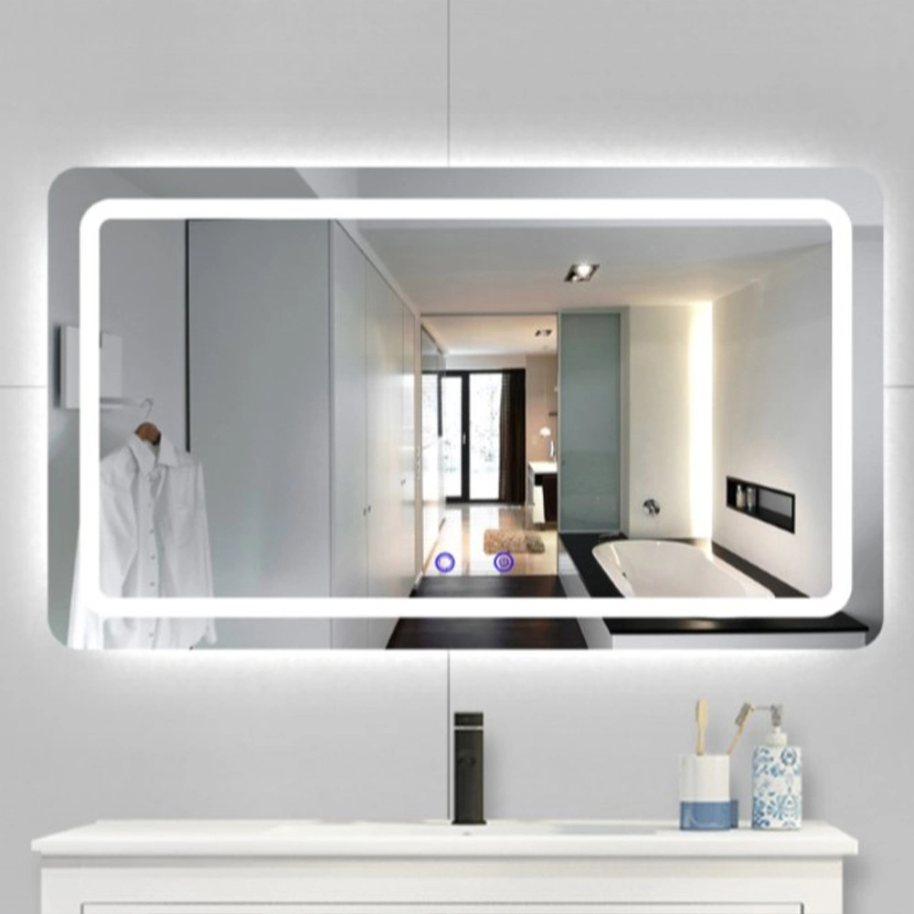 Cermin Besen Pintar Hiasan Rumah Mewah LED Bilik Mandi Tanpa Bingkai Dinding Berlampu Belakang Cermin Solek Kaca