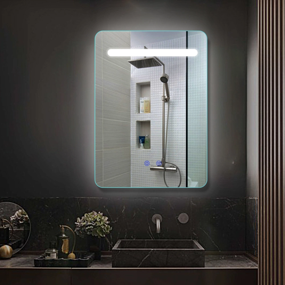 Cermin Pintar Bilik Mandi LED Anti Kabus dengan Paparan Suhu Masa Pembesar Suara Bluetooth