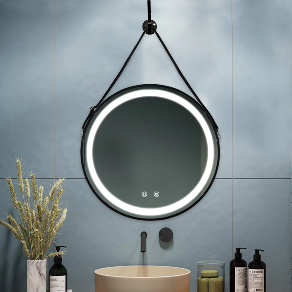 Guys Hot Sale Cermin Bilik Mandi 60sm 80sm Hiasan Hotel Dinding Bulat Moden Anti-Kabus Cermin Bilik Mandi dengan LED