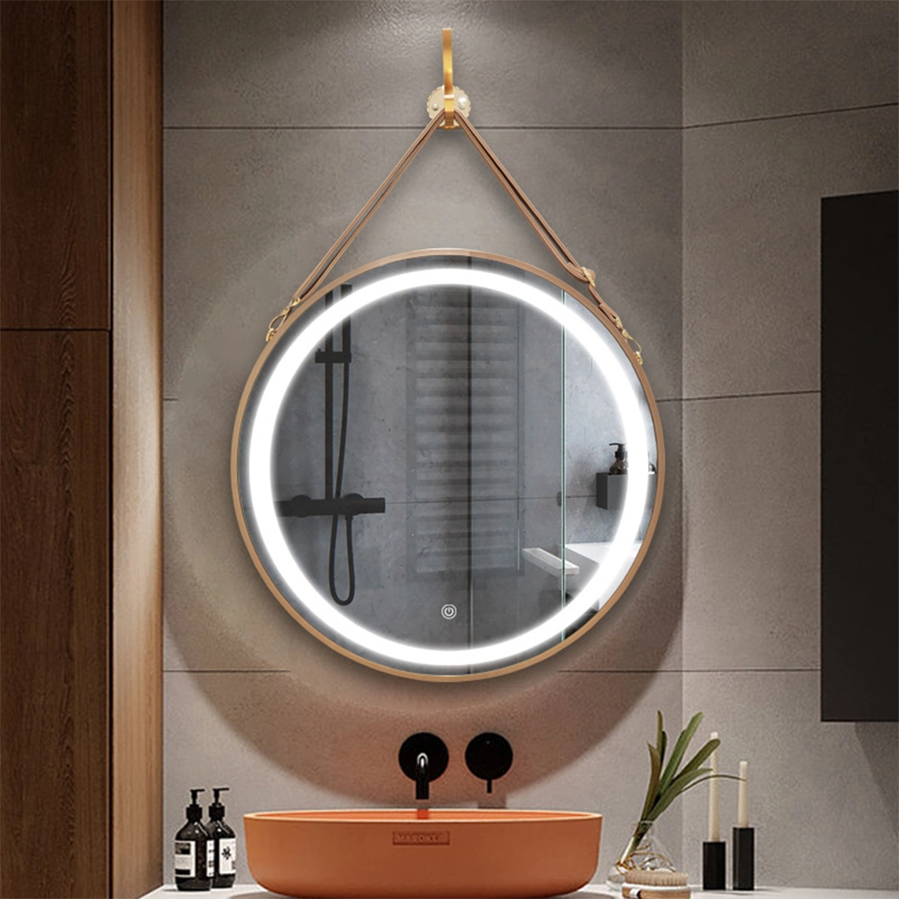 Guys Hot Sale Cermin Bilik Mandi 60sm 80sm Hiasan Hotel Dinding Bulat Moden Anti-Kabus Cermin Bilik Mandi dengan LED