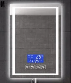 Penyah Fogger LED Bercahaya Cermin Bilik Mandi Bluetooth Pintar dengan Jam Digital