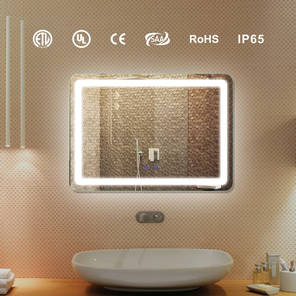 Bilik Mandi Borong Smart Backlit LED Bercahaya Vanity Furniture Hiasan Dinding Cermin Kaca